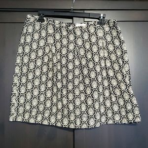 Loft Petite Linen Blend Ivory & Black Skirt